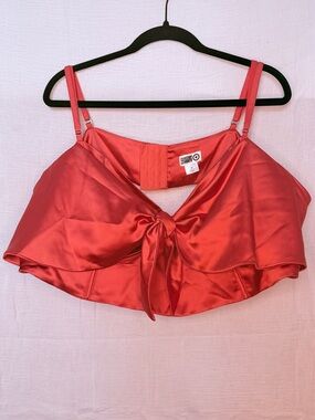 Target Red Satin Tie-Front Crop Top